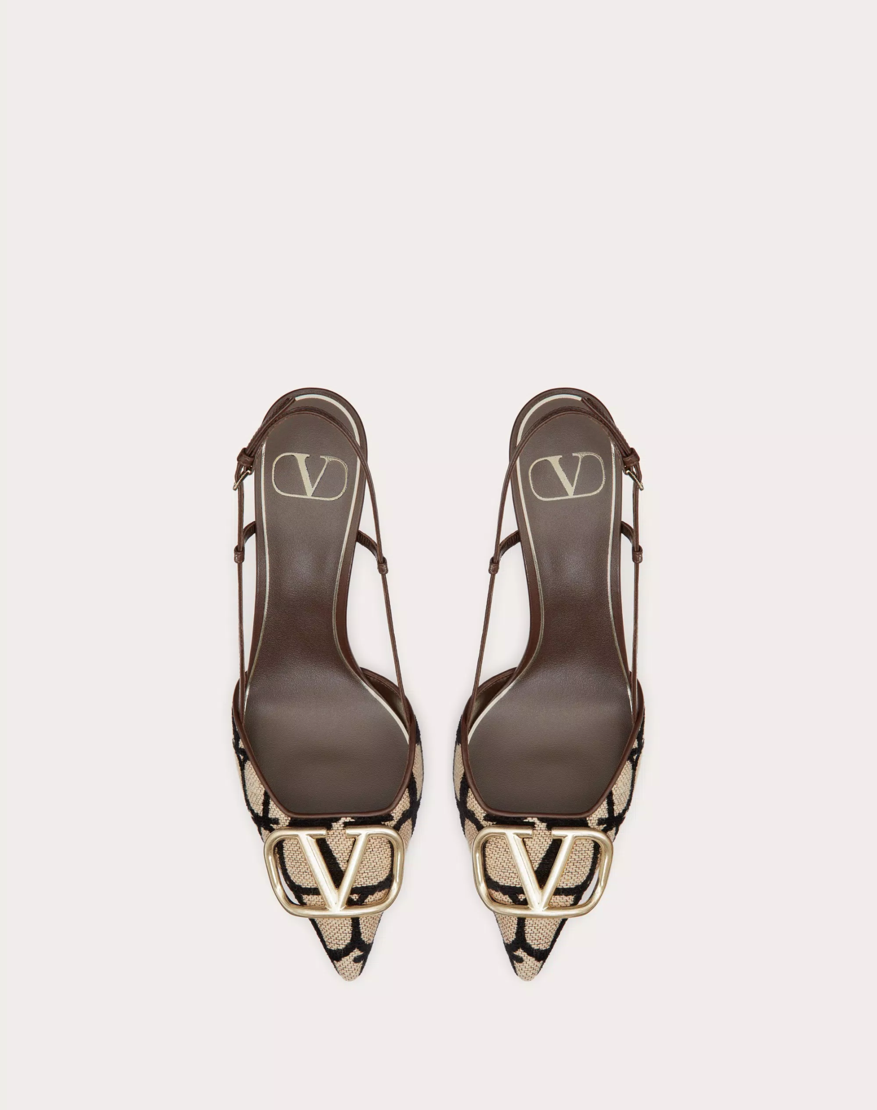 VLOGO SIGNATURE SLINGBACK PUMP IN TOILE ICONOGRAPHE 80MM